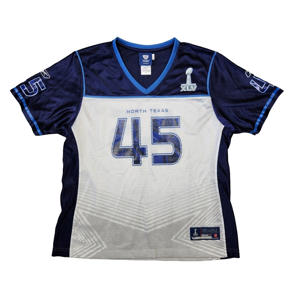 Reebok‎ NFL Super Bowl Jersey Shirt Womens L XLV North Texas #45 Football Sports